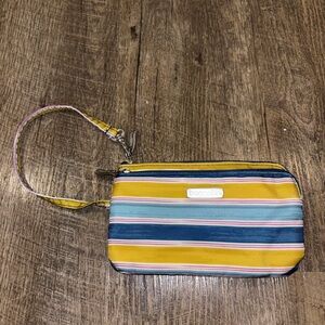 Baggallini Yellow Blue Multi-Stripe Wristlet